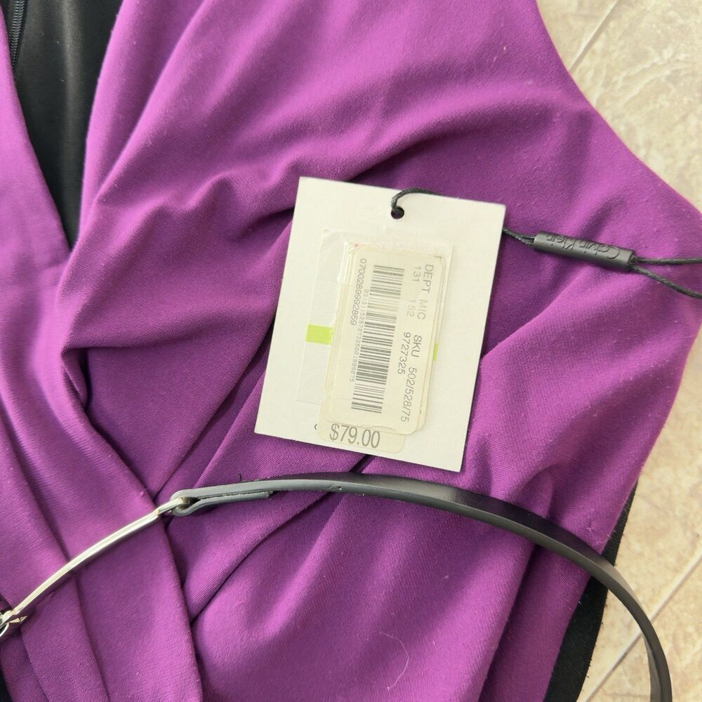 NEW CALVIN KLEIN Size 6 Sheath Dress Purple Black Blue Color Block Sleeveless - Picture 13 of 14